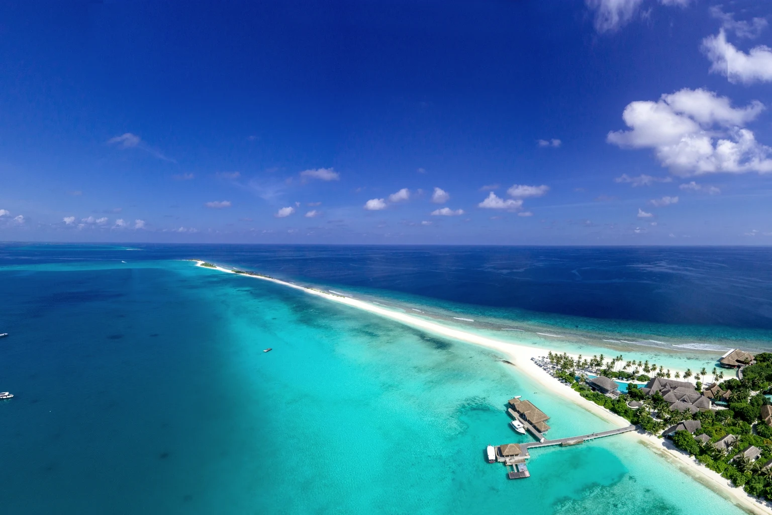A resort island and its reef from the air