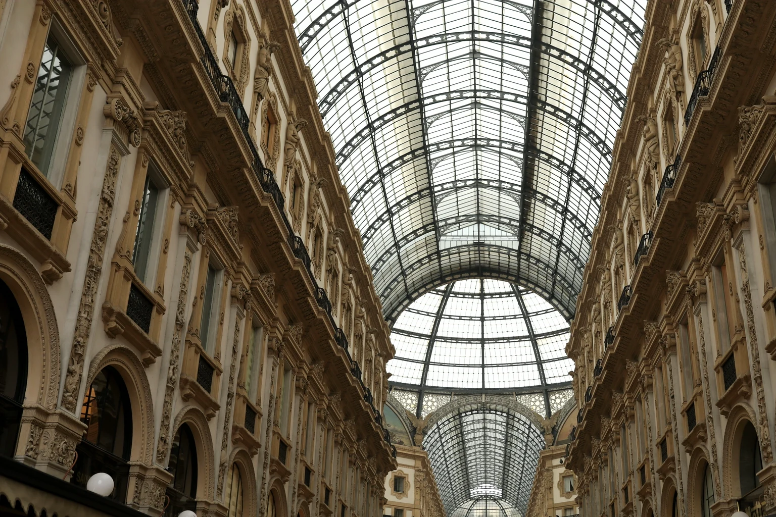 The glass roof of the Galleria Vittorio Emanuele II in Milan