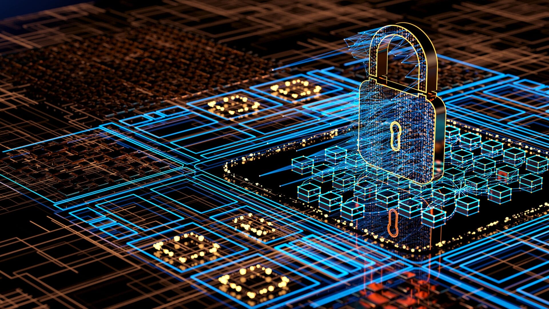 Ways the UHNW can protect their crypto assets, including an image of a padlock on a circuit board.